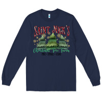 Navy Saint Nick's Christmas Tree Farm Long Sleeve Tee - MaliasSmallBusiness
