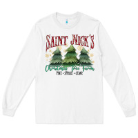 White Saint Nick's Christmas Tree Farm Long Sleeve Tee - MaliasSmallBusiness