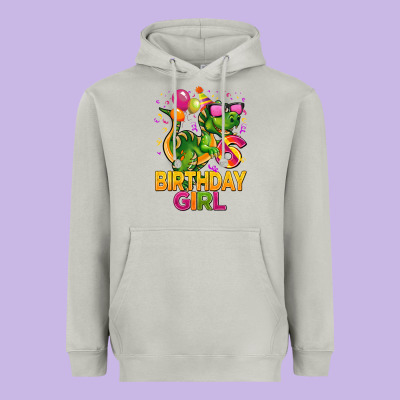 6th Birthday Girl T Rex Pink Heavyweight Hoodie Designed By Cowgirlartshop