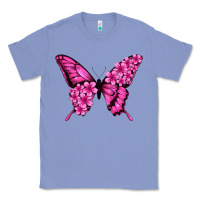 Colony Blue Floral pink butterfly Classic Tee - NancyCooperArtShop