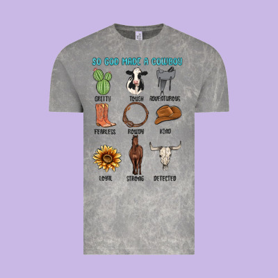 So God Made A Cowboy Vintage Tee Designed By Maliassmallbusiness