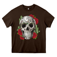 Chocolate Brown skull cactus Heavy Core Tee - JahusDesignShop
