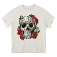 Cream skull cactus Heavy Core Tee - JahusDesignShop