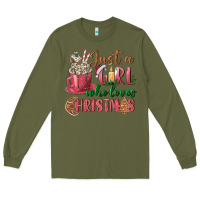 Army Green Pink Just a girl who loves Christmas Long Sleeve Tee - NancyCooperArtShop