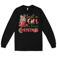 Black Pink Just a girl who loves Christmas Long Sleeve Tee - NancyCooperArtShop