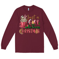 Burgundy Pink Just a girl who loves Christmas Long Sleeve Tee - NancyCooperArtShop