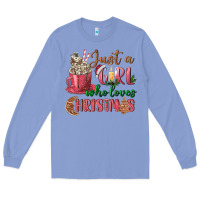 Colony Blue Pink Just a girl who loves Christmas Long Sleeve Tee - NancyCooperArtShop