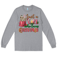 Heather Grey Pink Just a girl who loves Christmas Long Sleeve Tee - NancyCooperArtShop