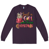 Plum Pink Just a girl who loves Christmas Long Sleeve Tee - NancyCooperArtShop