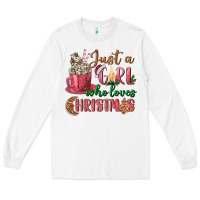 White Pink Just a girl who loves Christmas Long Sleeve Tee - NancyCooperArtShop