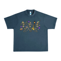 Midnight Navy dancing skeletons mardi gras Urban Heavy Tee - MaliasSmallBusiness