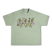 Oil Green dancing skeletons mardi gras Urban Heavy Tee - MaliasSmallBusiness