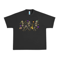 Pigment Black dancing skeletons mardi gras Urban Heavy Tee - MaliasSmallBusiness