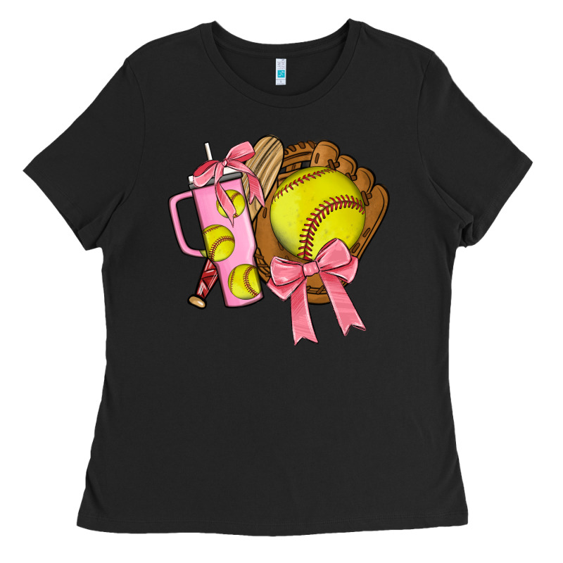 Softball Coquette Bow Ladies Tee by JahusDesignShop | Teevron