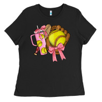 Black softball coquette bow Ladies Tee - JahusDesignShop