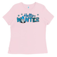 Bubblegum Pink hello winter gnomes Ladies Tee - RanaPortraitStore