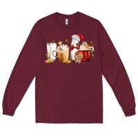Burgundy Christmas Milk and Cookie Latte Coffee Cups Long Sleeve Tee - MaliasSmallBusiness