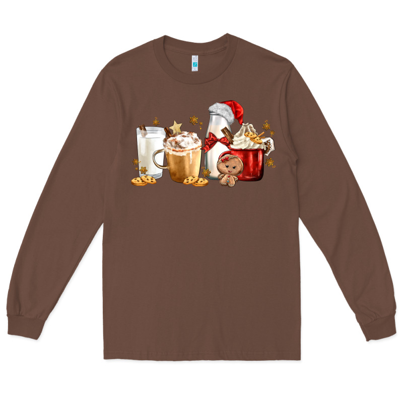 Christmas Milk And Cookie Latte Coffee Cups Long Sleeve Tee by MaliasSmallBusiness | Teevron