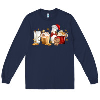 Navy Christmas Milk and Cookie Latte Coffee Cups Long Sleeve Tee - MaliasSmallBusiness