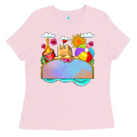 Bubblegum Pink custom name summer beach toys Ladies Tee - JahusDesignShop