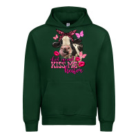 Forest Green Valentine's Day Shut Up And Kiss Me Heifer Holstein Cow Urban Hoodie - FaDigitalArtStudio