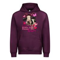 Mauve Wine Valentine's Day Shut Up And Kiss Me Heifer Holstein Cow Urban Hoodie - FaDigitalArtStudio
