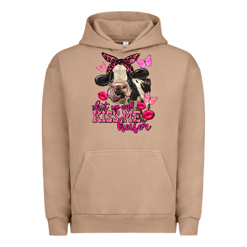 Valentine's Day Shut Up And Kiss Me Heifer Holstein Cow Urban Hoodie by FaDigitalArtStudio | Teevron