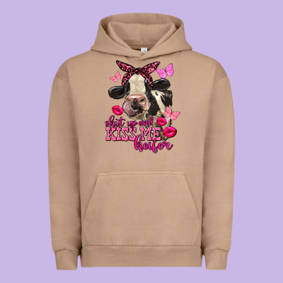 Valentine's Day Shut Up And Kiss Me Heifer Holstein Cow Urban Hoodie Designed By Fadigitalartstudio