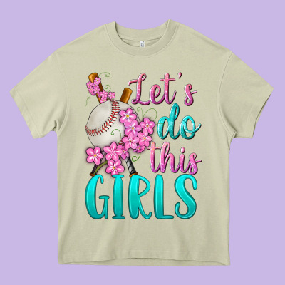 Let's Do This Girls Baseball Heavy Core Tee Designed By Bundleandbundleshop
