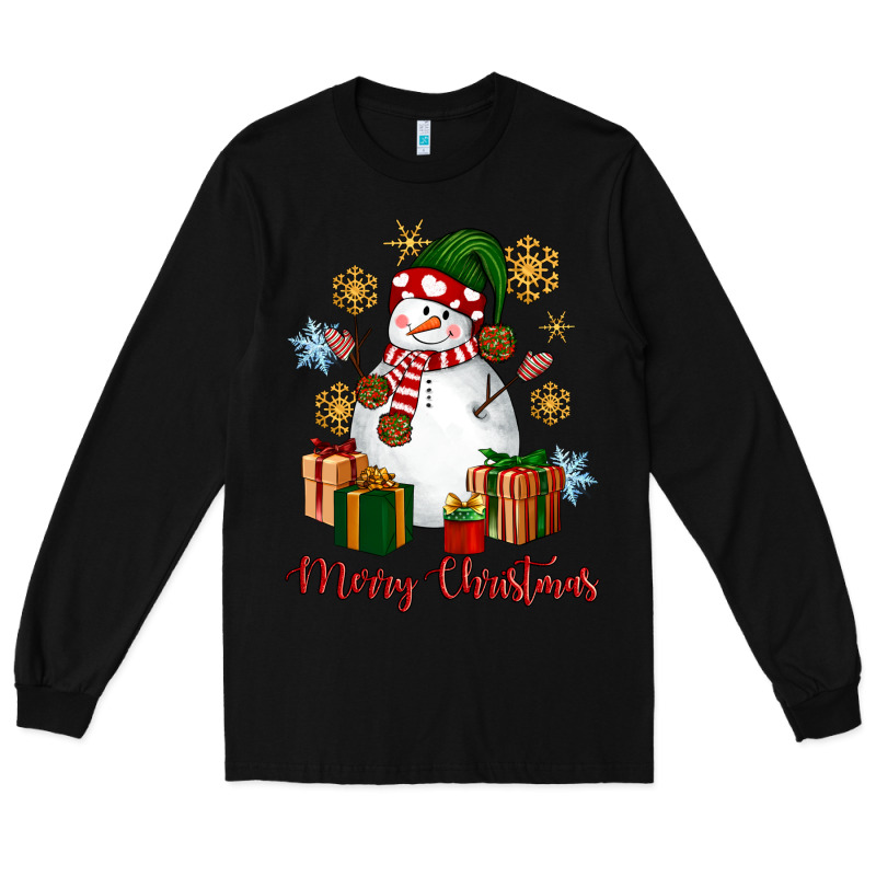 Snowman Merry Christmas Long Sleeve Tee by NancyCooperArtShop | Teevron
