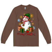 Chestnut Snowman Merry Christmas Long Sleeve Tee - NancyCooperArtShop