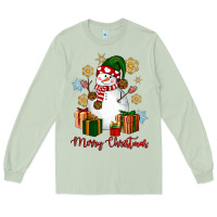 Matcha Snowman Merry Christmas Long Sleeve Tee - NancyCooperArtShop