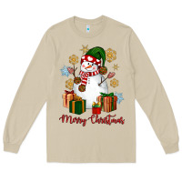 Mushroom Snowman Merry Christmas Long Sleeve Tee - NancyCooperArtShop