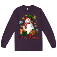 Plum Snowman Merry Christmas Long Sleeve Tee - NancyCooperArtShop