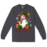 Smoke Snowman Merry Christmas Long Sleeve Tee - NancyCooperArtShop