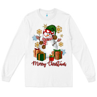 White Snowman Merry Christmas Long Sleeve Tee - NancyCooperArtShop