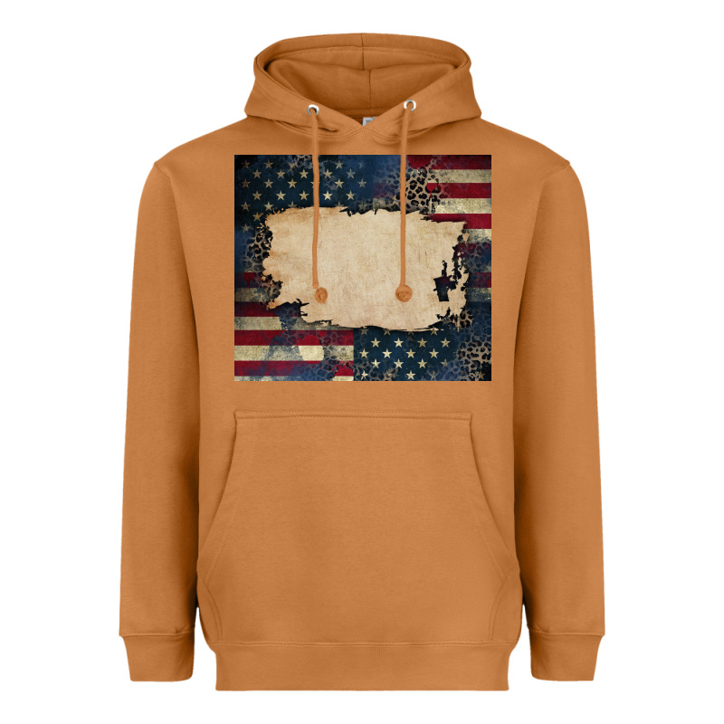 American Flag Add Your Text Heavyweight Hoodie by CowGirlArtShop | Teevron