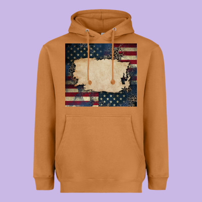American Flag Add Your Text Heavyweight Hoodie Designed By Cowgirlartshop
