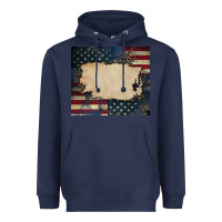 Navy American flag add your text Heavyweight Hoodie - CowGirlArtShop