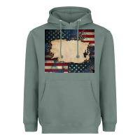 Sage American flag add your text Heavyweight Hoodie - CowGirlArtShop