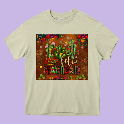 Feliz Navidad Cactus Heavy Core Tee Designed By Jahusdesignshop