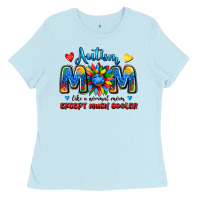 Baby Blue autism mom like a normal mom except much cooler Ladies Tee - JahusDesignShop