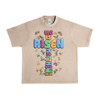 French Oak he is risen cross Urban Heavy Tee - MaliasSmallBusiness