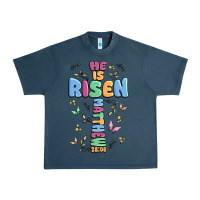 Midnight Navy he is risen cross Urban Heavy Tee - MaliasSmallBusiness