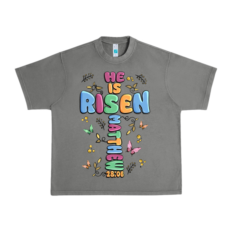 He Is Risen Cross Urban Heavy Tee by MaliasSmallBusiness | Teevron