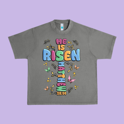 He Is Risen Cross Urban Heavy Tee Designed By Maliassmallbusiness