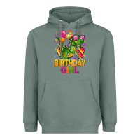 4th Birthday Girl T Rex Pink Heavyweight Hoodie | Teevron
