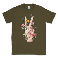 Army Green hand peace sign Classic Tee - MaliasSmallBusiness