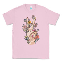 Bubblegum Pink hand peace sign Classic Tee - MaliasSmallBusiness