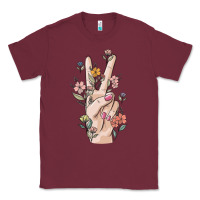Burgundy hand peace sign Classic Tee - MaliasSmallBusiness
